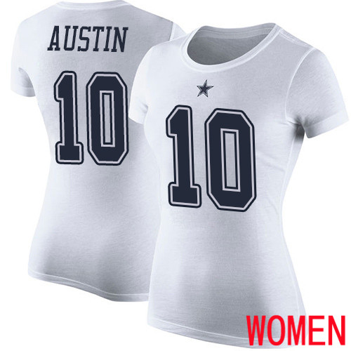 Women Dallas Cowboys White Tavon Austin Rush Pride Name and Number #10 Nike NFL T Shirt